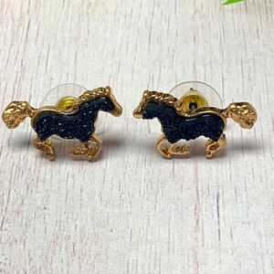 Running Horse Druzy Stone Stud Earrings